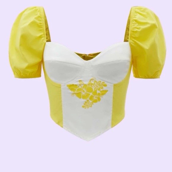 🌼Crop top bustier NEON with hibiscus 🌺BRAND NEW🌼 - Picture 1 of 4